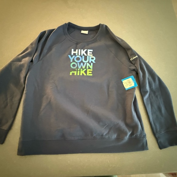 NWT Columbia Women's Pullover Navy Blue Sweatshirt 'Hike Your Own Hike' - Picture 1 of 8